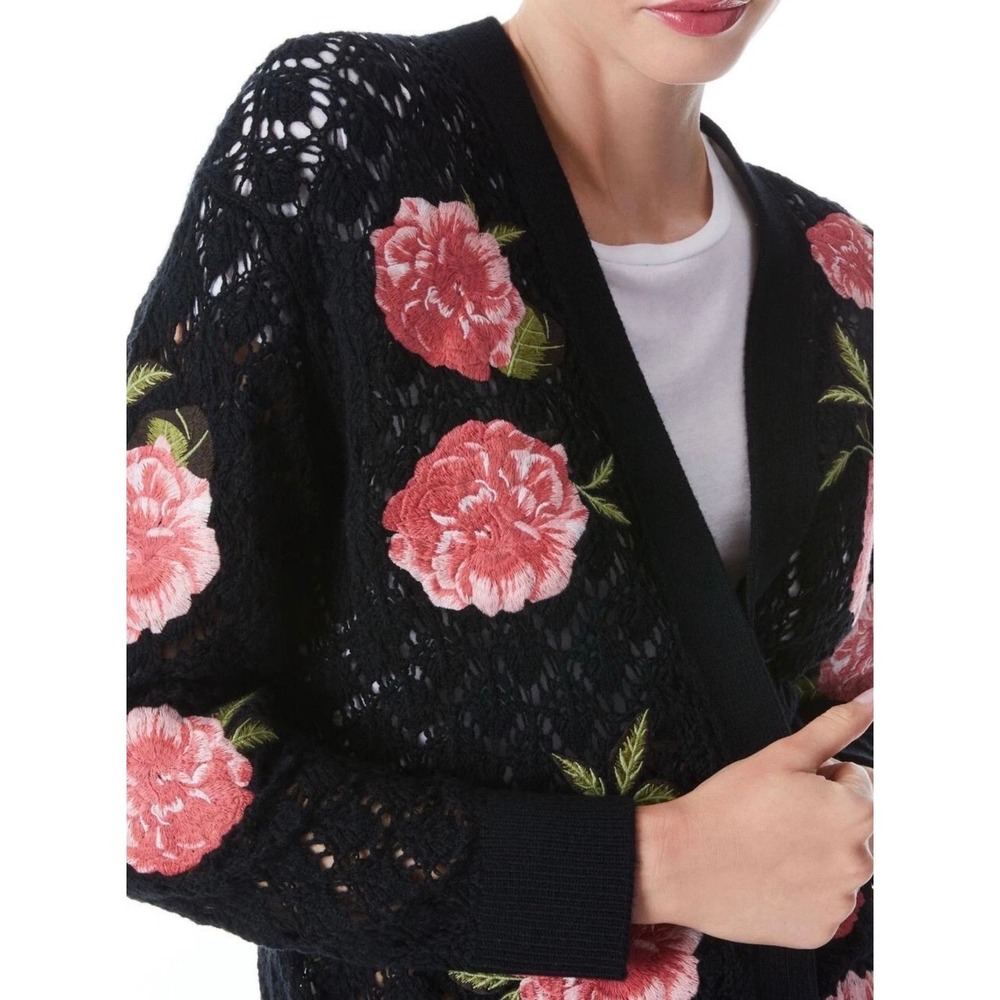 Alice + Olivia Bradford Embroidered Grandpa Floral Cardigan XS - Picture 2 of 11